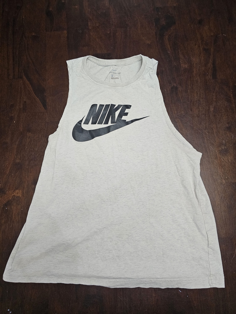 Nike Women’s Light Gray Muscle Tee with Black Swoosh